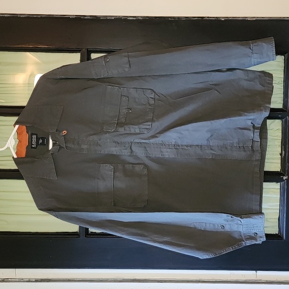 L.O.GG. label of graded good zip up utility cotton shirt grey sz medium pockets - Picture 1 of 9